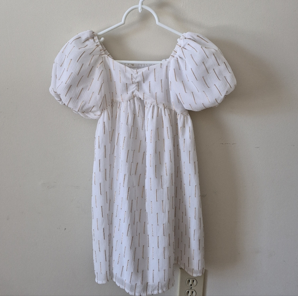 Janie and Jack White Dress with Gold Accents